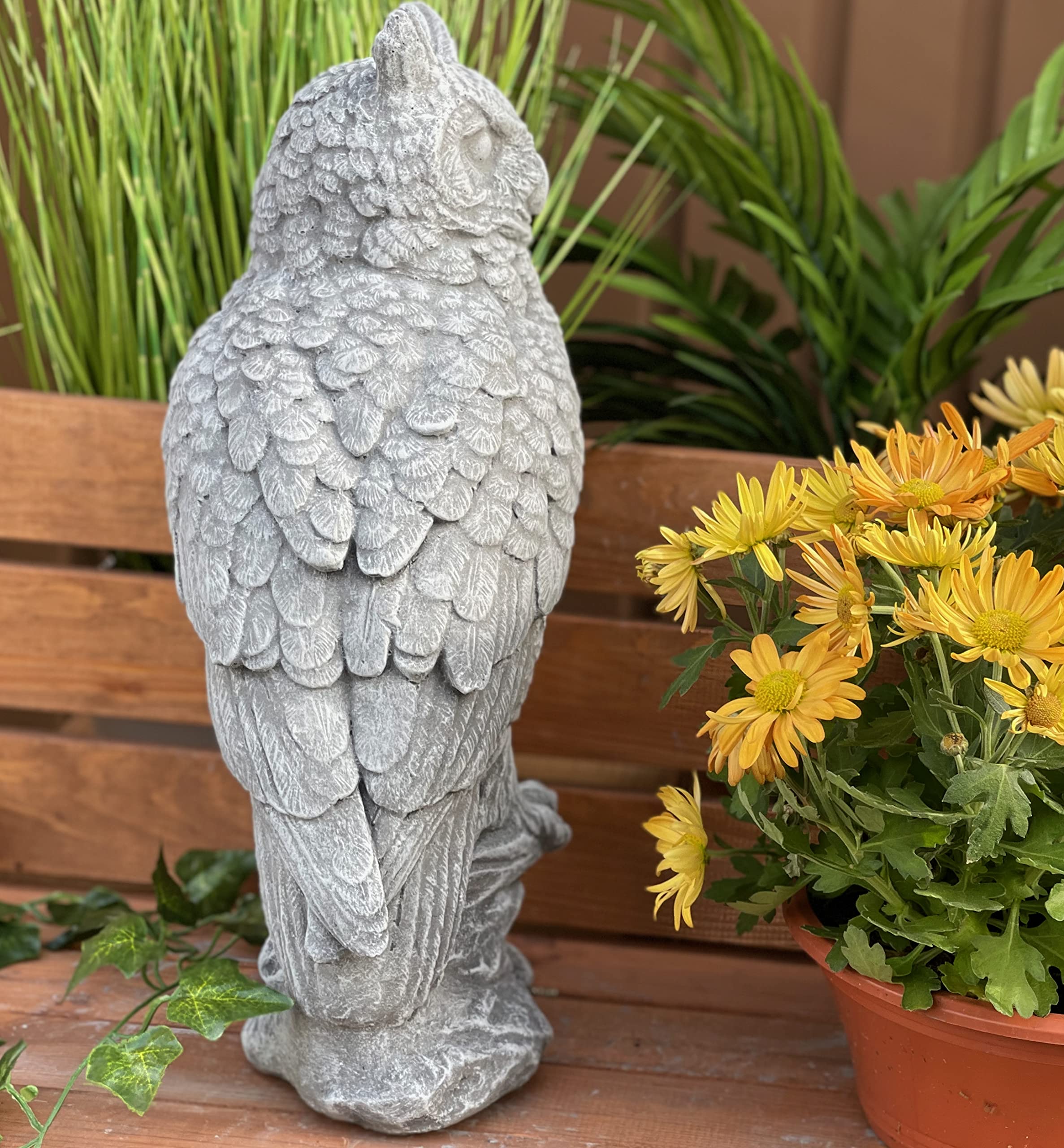 stoneandstyle Steinfigur Eule Uhu groß naturgetreu frostfest Steinguss