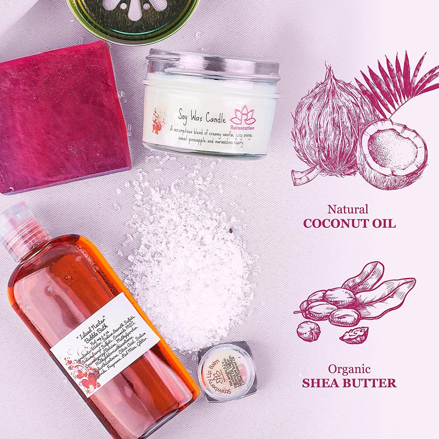 Bath Luxury Spa Gift Set for Women - Natural Bath Bombs, Organic Shea Butter Soap, Soy Wax Candle, Bath Salt and Shower Gel -Best Gift Box for Women, Mother, Mom, Girls, Her