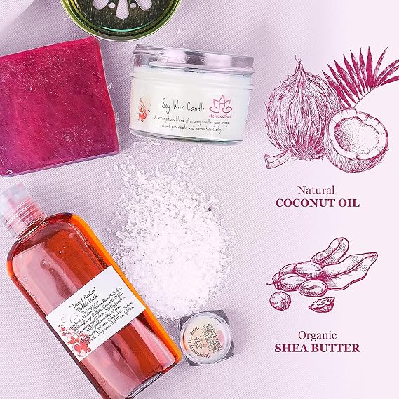 Bath Spa Gift Set For Women - Natural Bath Bombs, Organic Shea Butter Soap, Soy Wax Candle, Bath Salt and Shower Gel - Best Gift Box for Women, Mother, Mom, Girls, Her