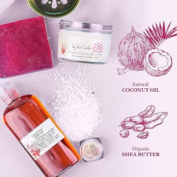 Bath Spa Gift Set For Women - Natural Bath Bombs, Organic Shea Butter Soap, Soy Wax Candle, Bath Salt and Shower Gel - Best Gift Box for Women, Mother, Mom, Girls, Her