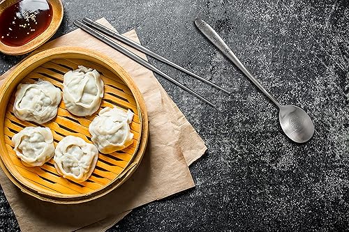 Miniatura 6 de BALWOO Dancheong Design - Juego de cucharas y palillos de arroz adhesivas para mesa coreana cuchara al vacío cubiertos ligeros superficie mate de