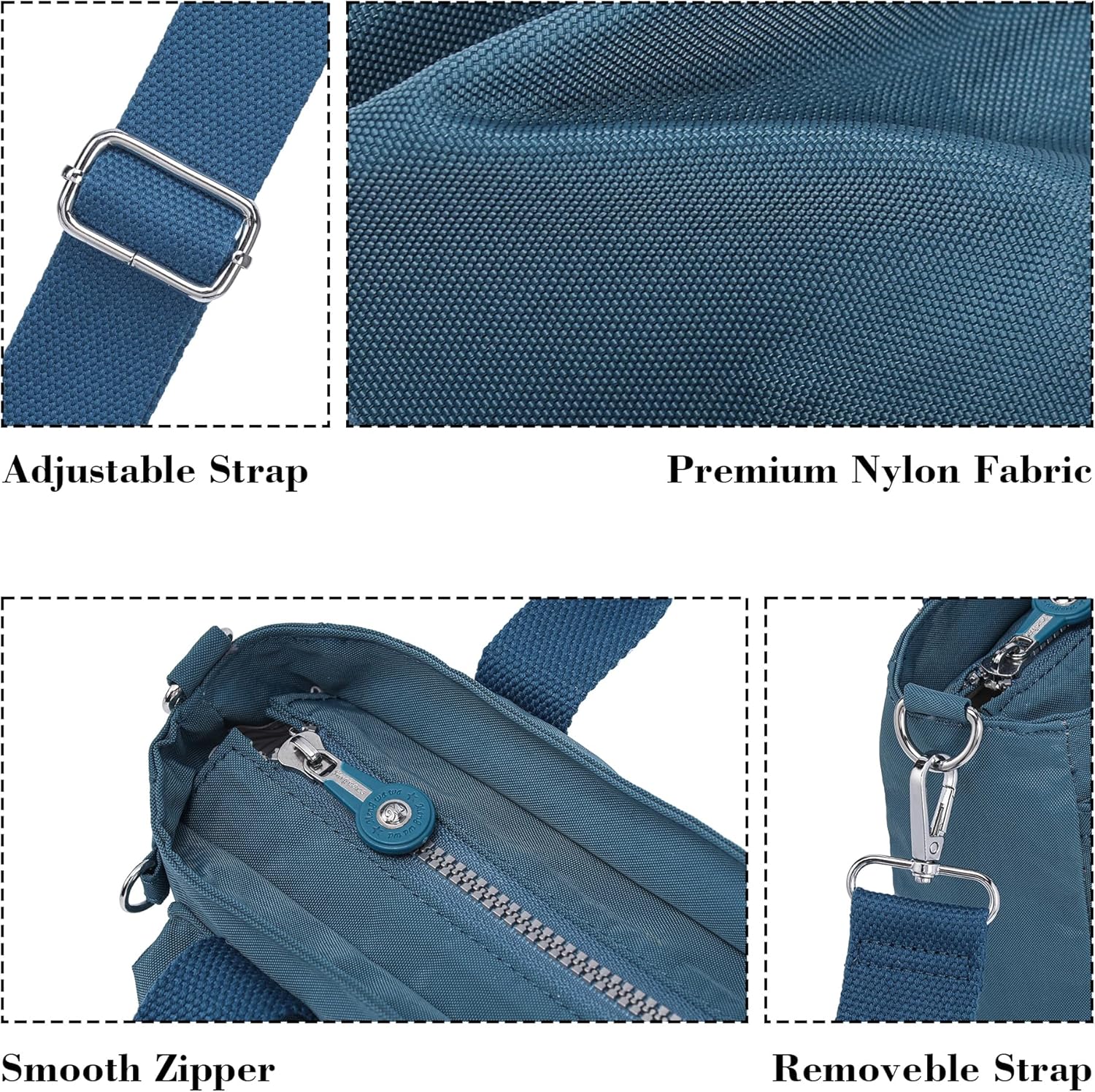 AOCINA Small Tote Bag With Zipper Mini Nylon Crossbody Bags for Women Work Everyday Multi Pocket Lightweight Satchel Purse - Image 6