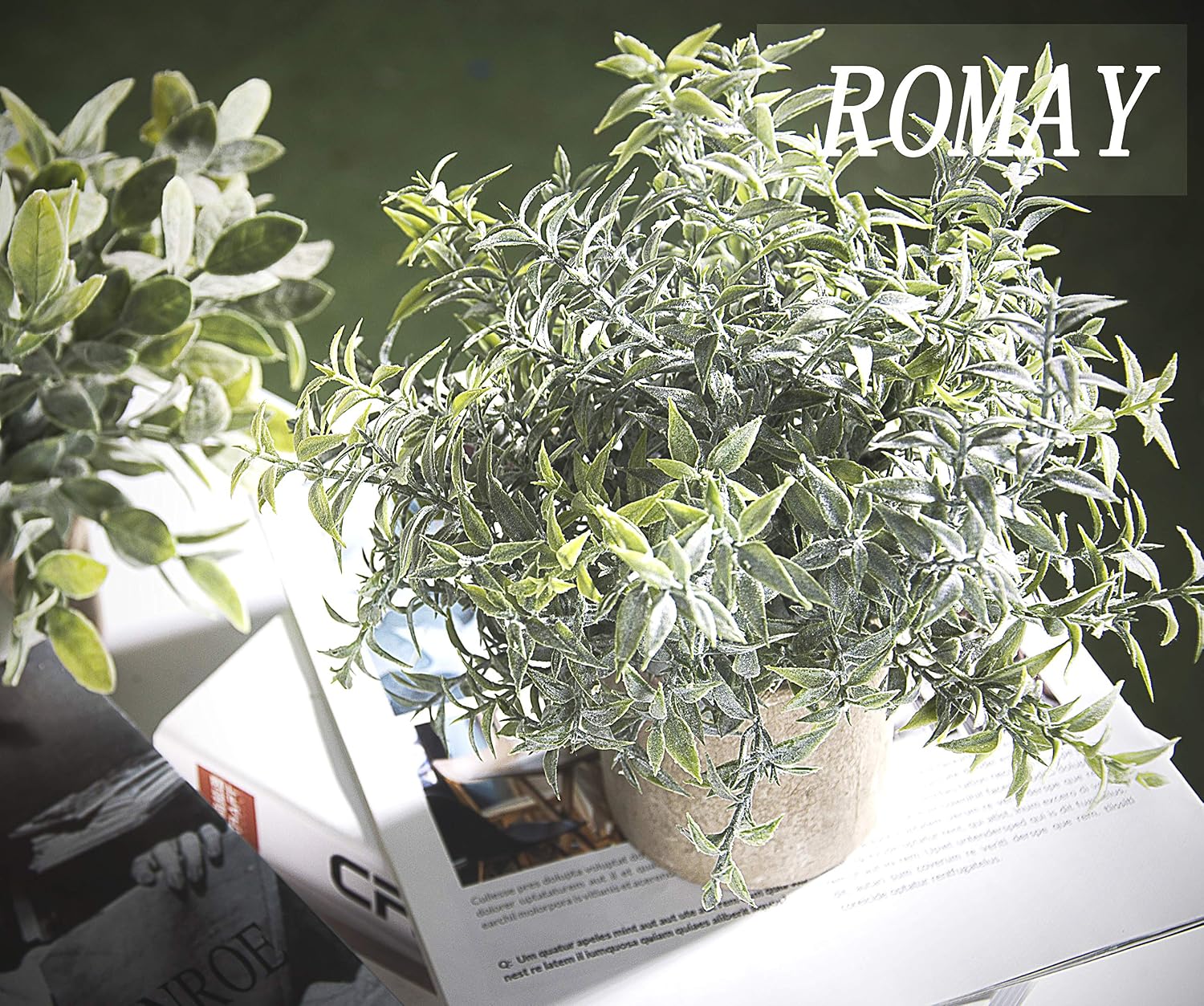ROMAY 3 Pack Mini Potted Artificial Plants Fake Eucalyptus Greenery in Pots for Home Office Desk Decor