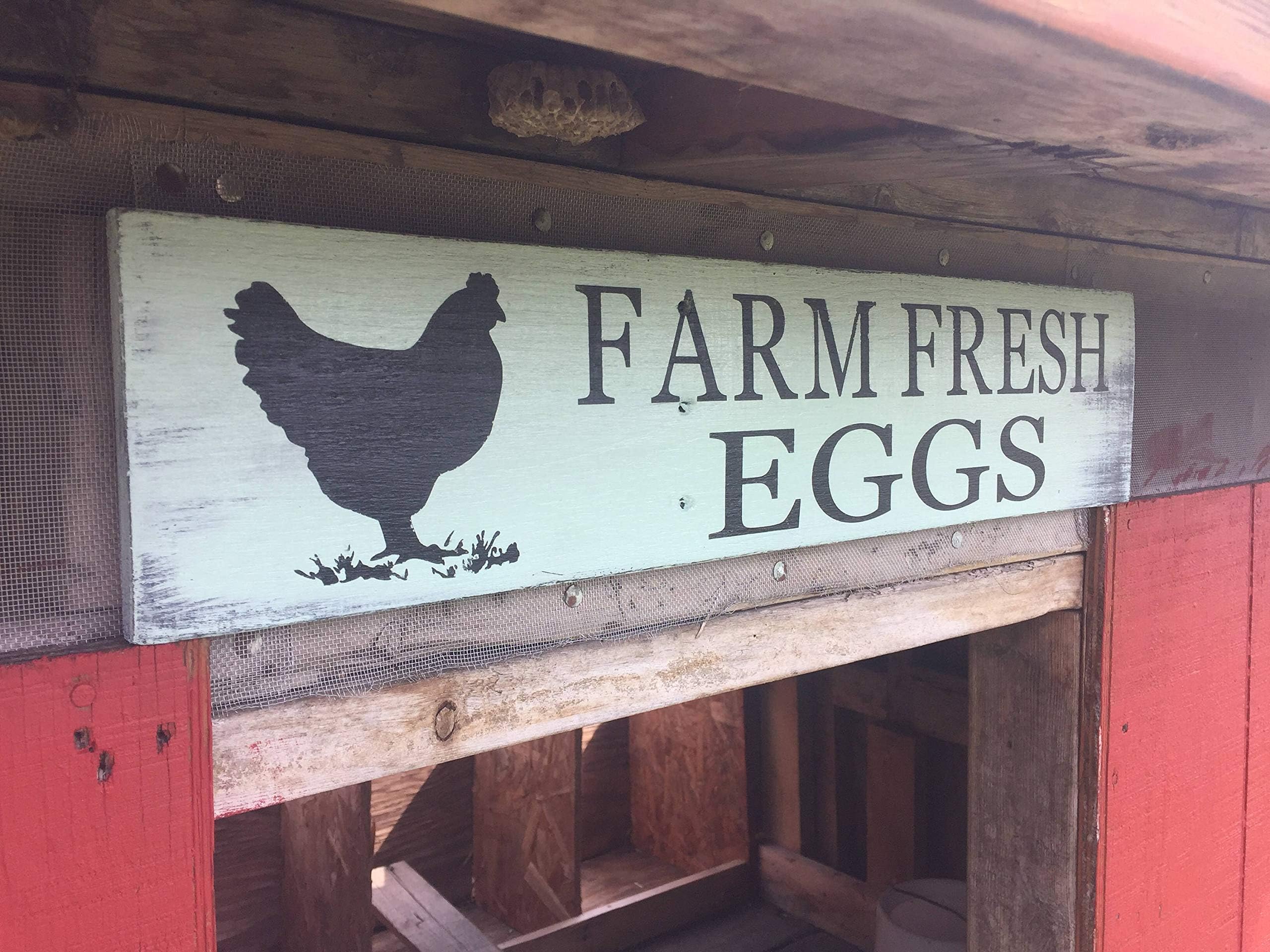 Ruskin352 Farm Fresh Eggs Sign Farmhouse Kitchen Egg Sign Chicken Coop Sign