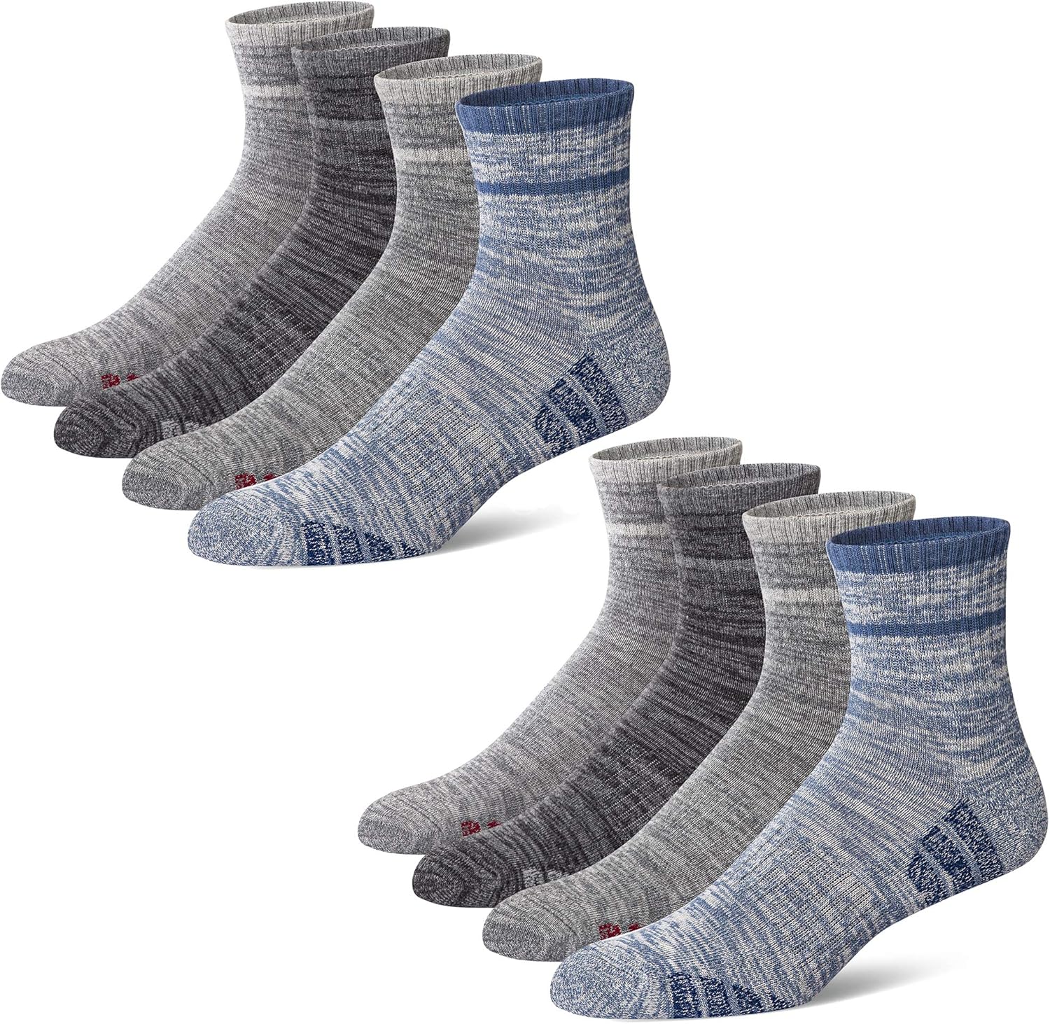 u&i Men's Performance Cushion Cotton Athletic Quarter Crew Socks (4-Pack/8-Pack)
