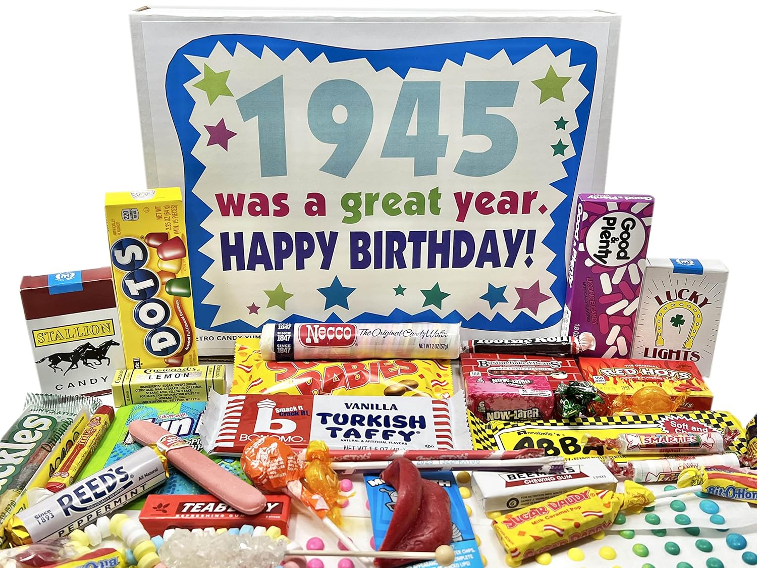 RETRO CANDY YUM ~ 1945 81st Birthday Gift Box of Nostalgic Candy from Childhood for 81 Year Old Woman or Man Born 1945