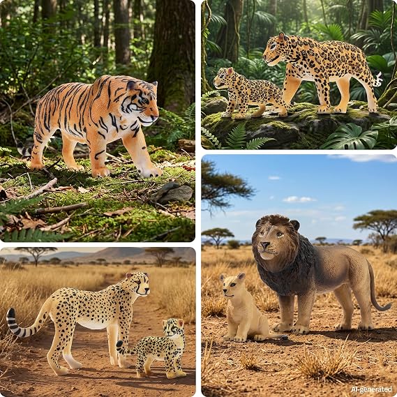 Toymany 8PCS Realistic Lion Tiger Cheetah Leopard Figurines Toy