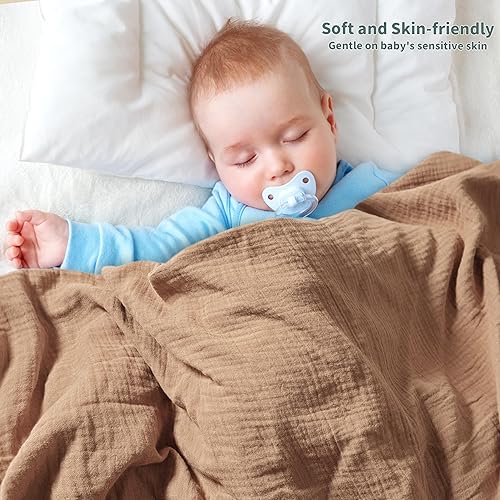 Miniatura 3 de Mantas de muselina para recién nacido, paquete de 2 mantas de recepción suaves y transpirables, grandes de 41 x 41 pulgadas, ropa para eructos,