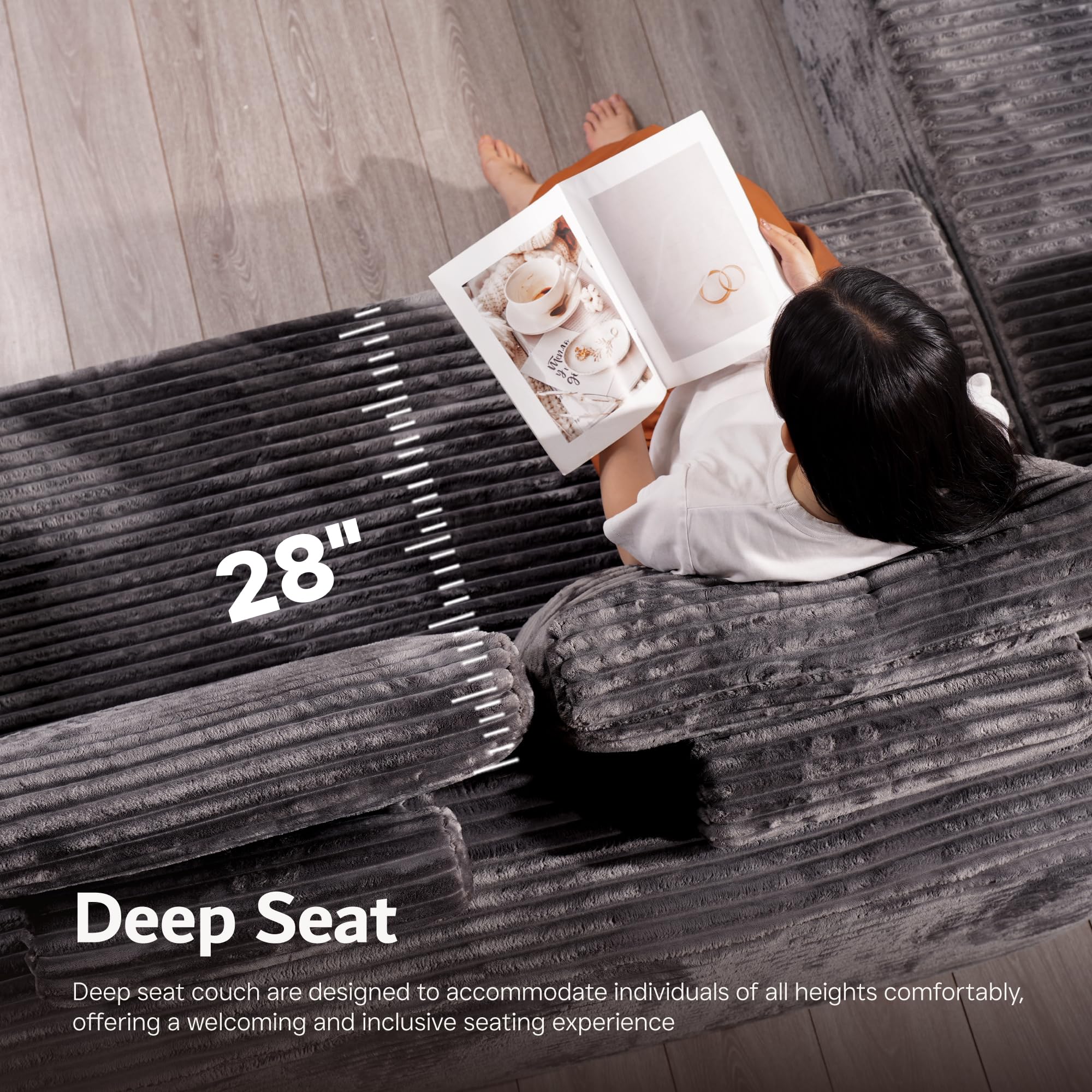 ovios 104" Cloud Sectional Couch with L-Shape Chaise,Modern Modular Sofa with Deep Seat, Upholstered Couches for Living Room Bedroom,No Assembly Required, Green (Cloud Velvet)