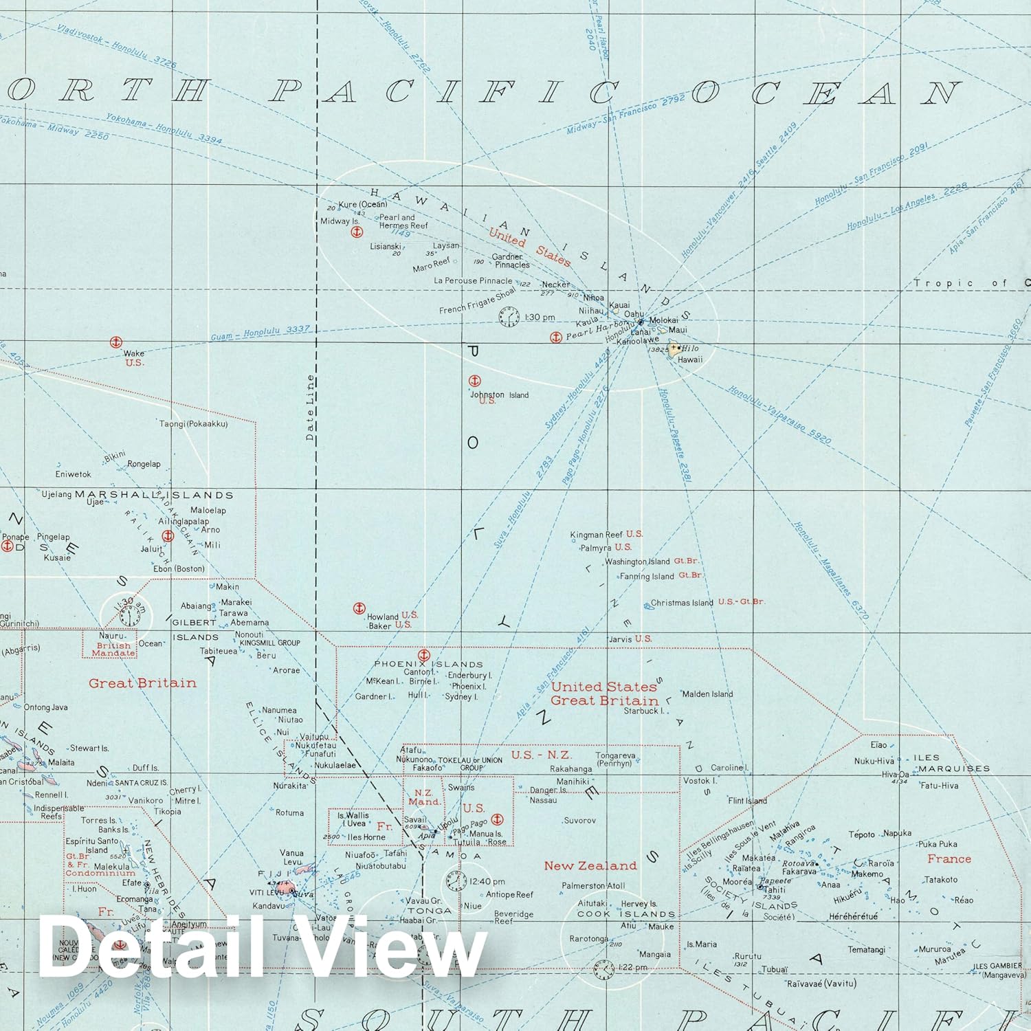 Pacific Ocean - World War II Theater Map, 1942 | Historical Map Print - 30in x 24in