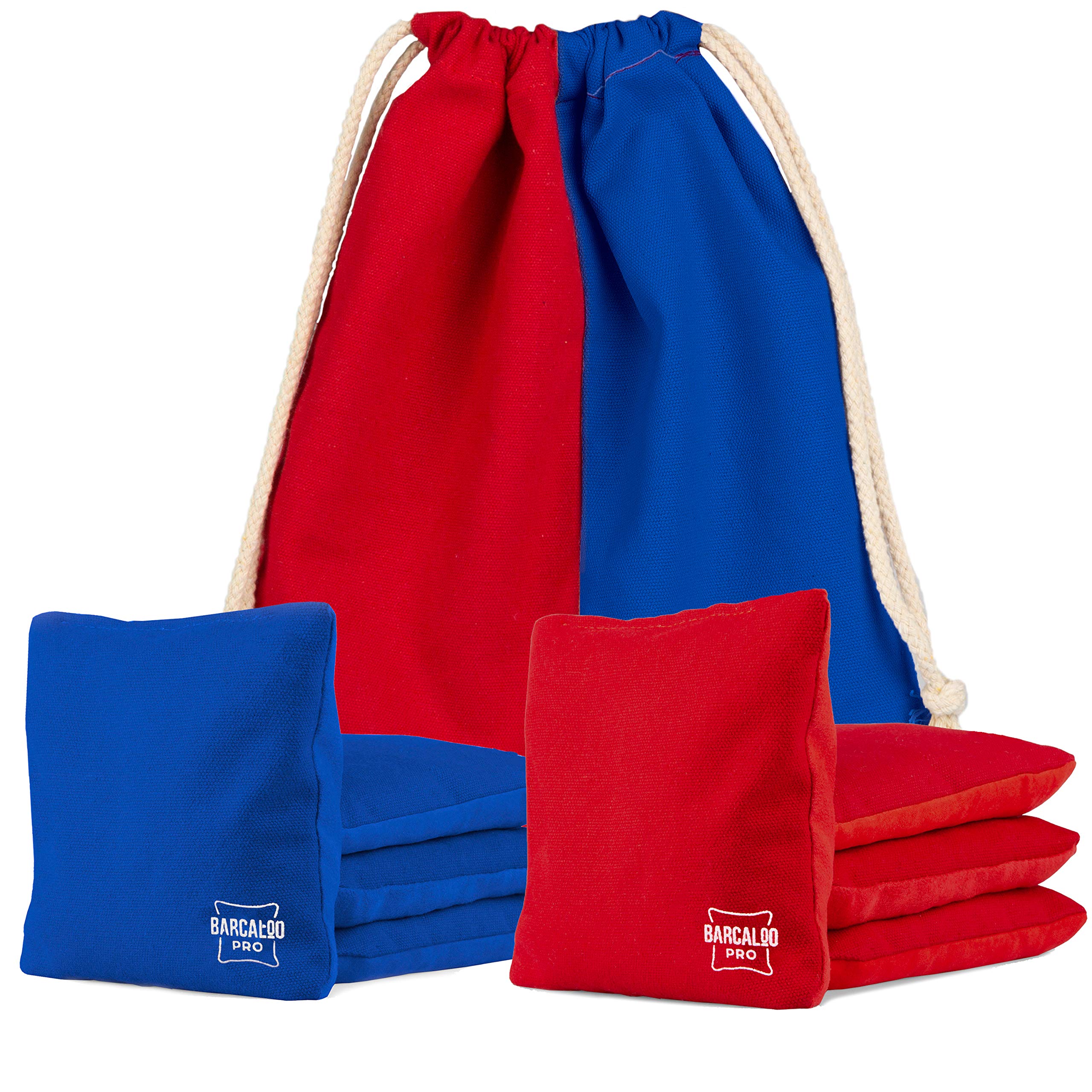 BarcalooProfessional Cornhole Bags Set of 8 Regulation All Weather Double Sided - Sticky/Slick Side Bean Bags for Pro Corn Hole Game