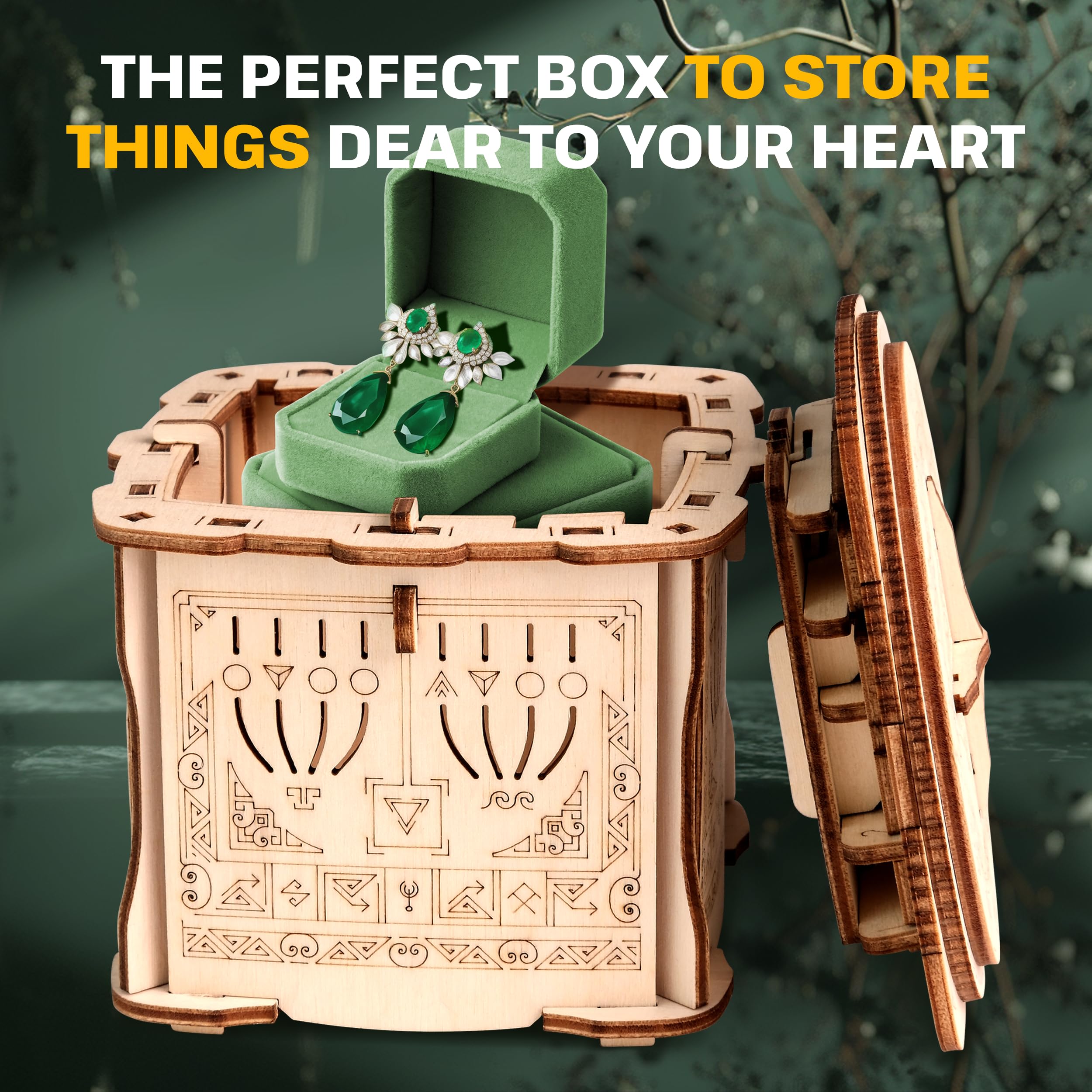 ESC WELT Wooden Secret Lock Box – kreatywne pudełko prezentowe na pieniądze, bony, karty podarunkowe – gra w drewniane pudełko 3D – puzzle prezentowe – pudełko prezentowe dla młodzieży i dorosłych –