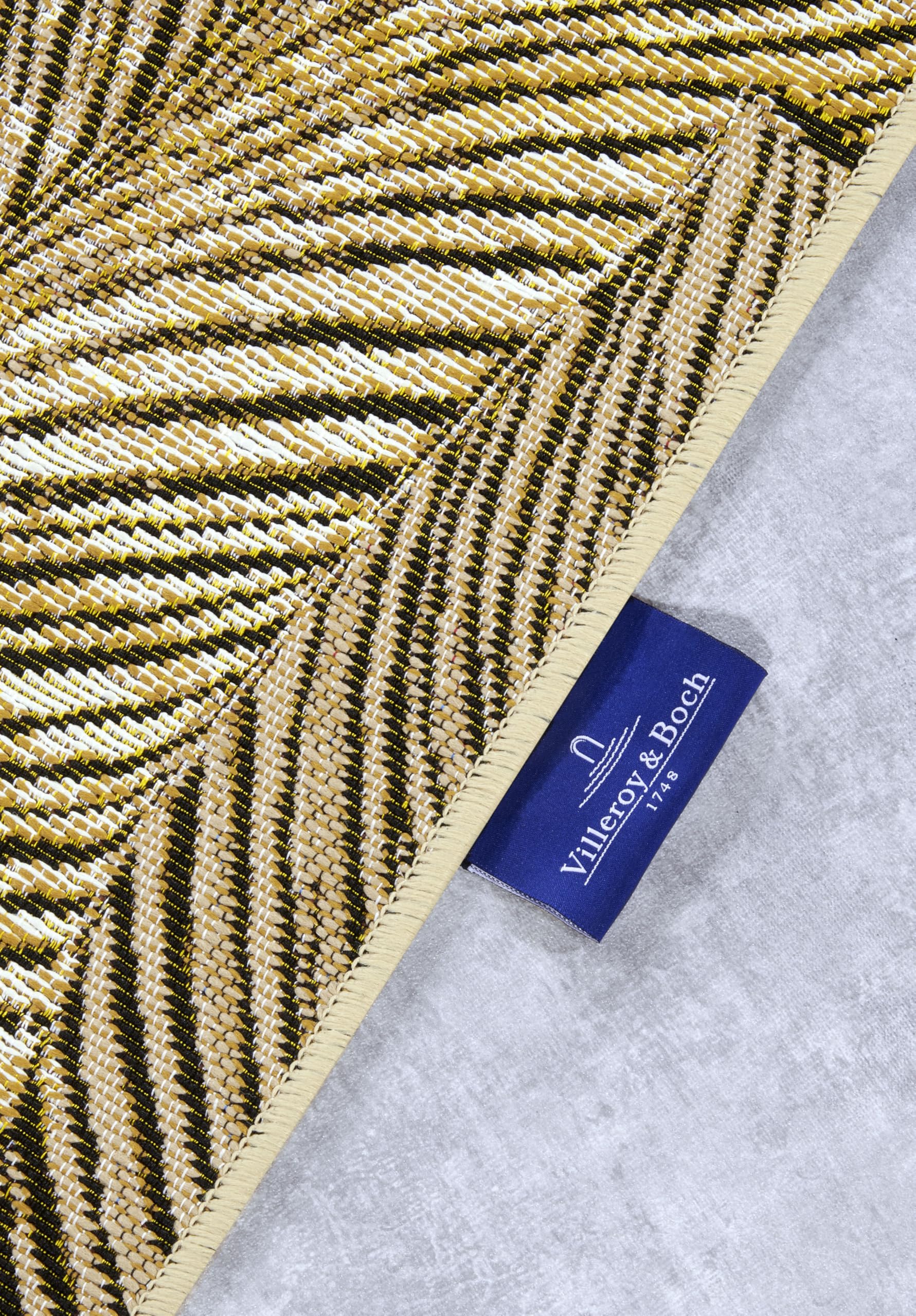 Villeroy & Boch Eugene Alfombra Moderna para Interior y Exterior, Tejido Plano, diseño de Hojas de Palmera, Certificado Öko-Tex Resistente a la Intemperie y a los Rayos UV, para balcón, terraza,