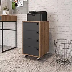 GAVETEIRO AVULSO 4 GAVETAS OF001 GRAFITE E MEL