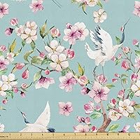 Vista 56 de Ambesonne Tela de Fiesta Popstar por Yarda, Estilo de Dibujos Animados Garabatos Dibujados a Mano Tema Musical Impresión de Arte Lineal, Tela