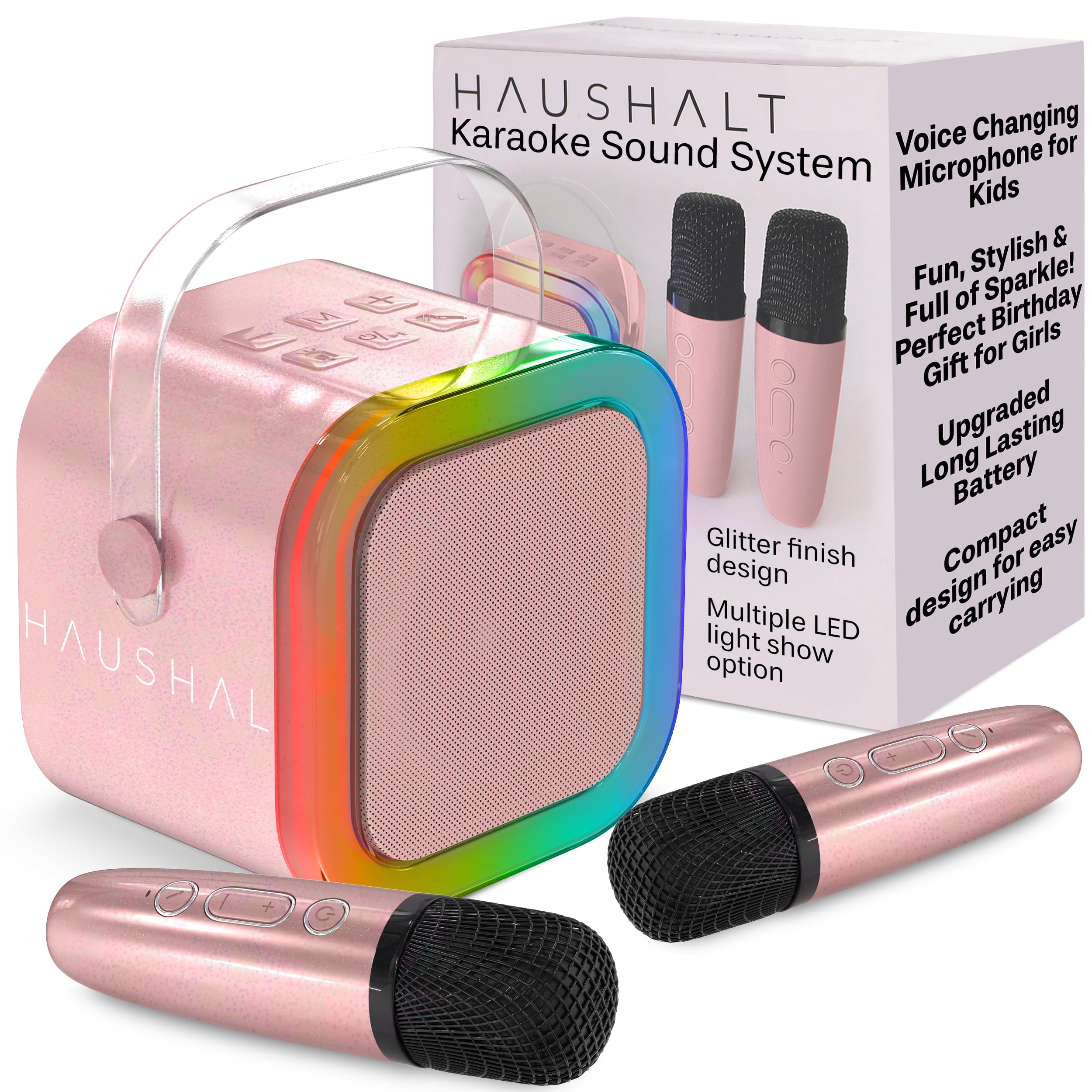 Mini macchina per karaoke con 2 microfoni wireless per bambini e adulti, altoparlante Bluetooth portatile per bambine di 8-12 anni, piccolo microfono Kareoke per feste di bambini, ragazzi e ragazze
