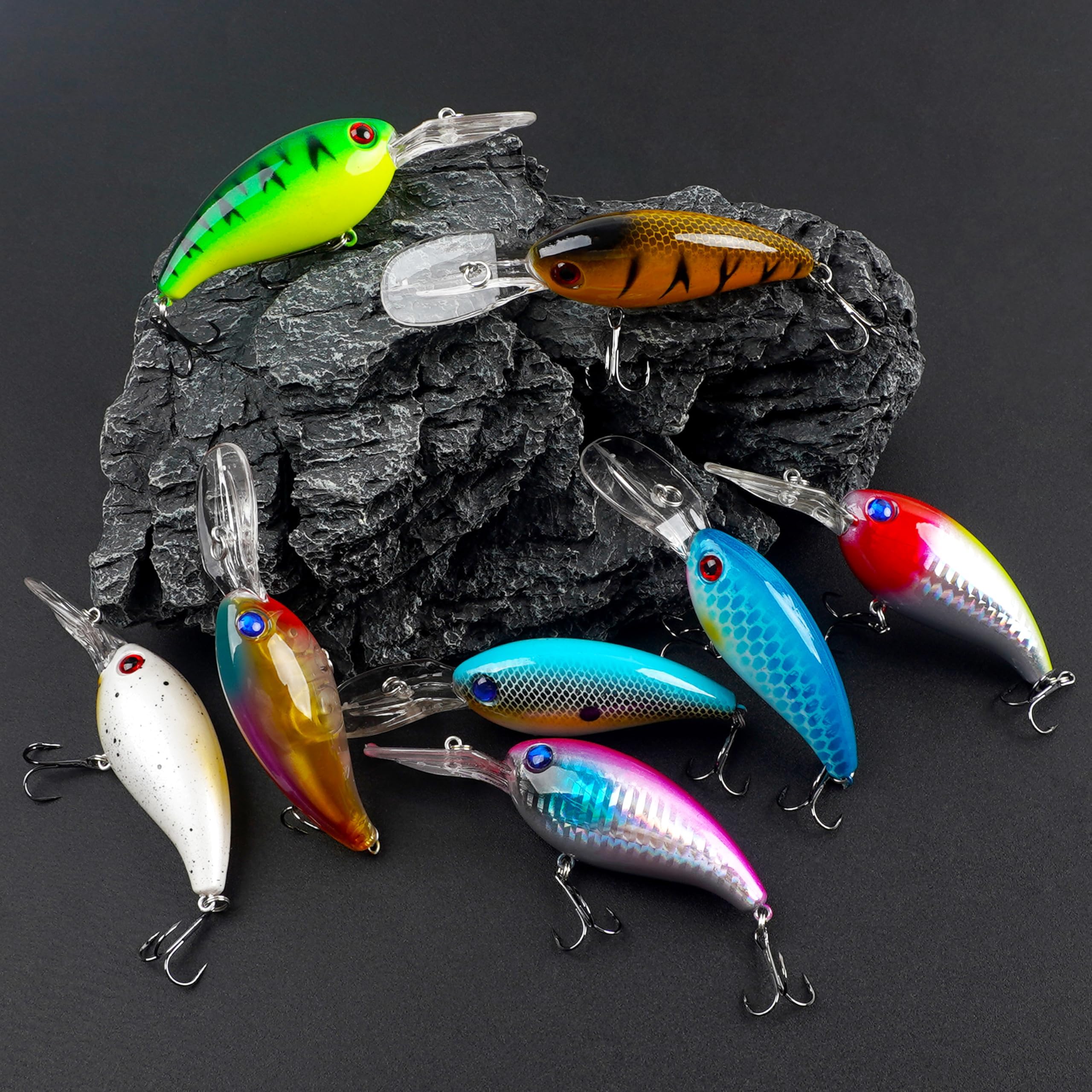 Crankbait Per Pesca 3 Pezzi 3,8 Cm/5,7 G - Esca Subacquea Con Gancio Piumato E Spinner - Multicolore Per Acqua Dolce E Salata