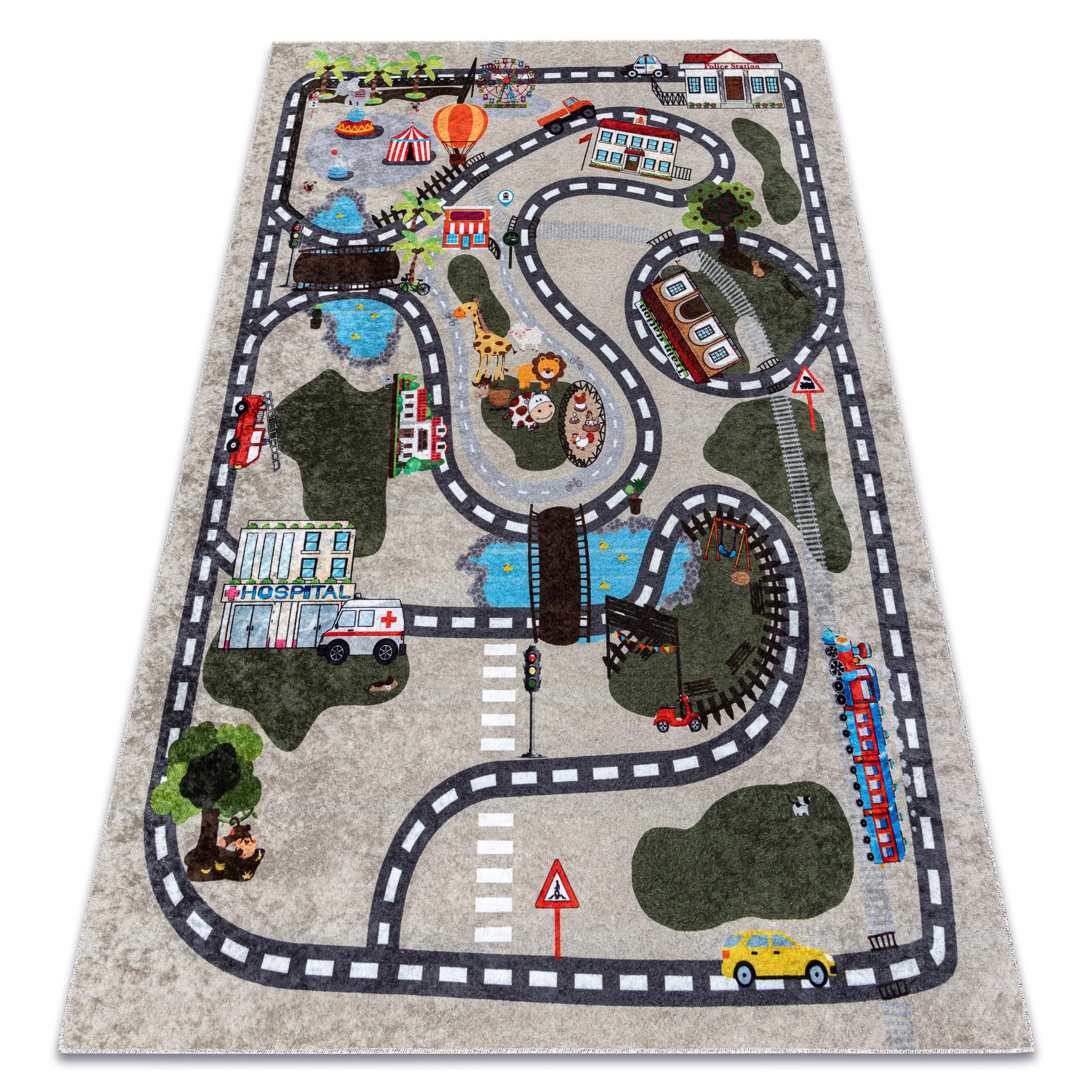 Tapis pour Enfants Junior 51803.804 Ville, Rues, pour Les Enfants, antidérapant - Beige 140x190 cm