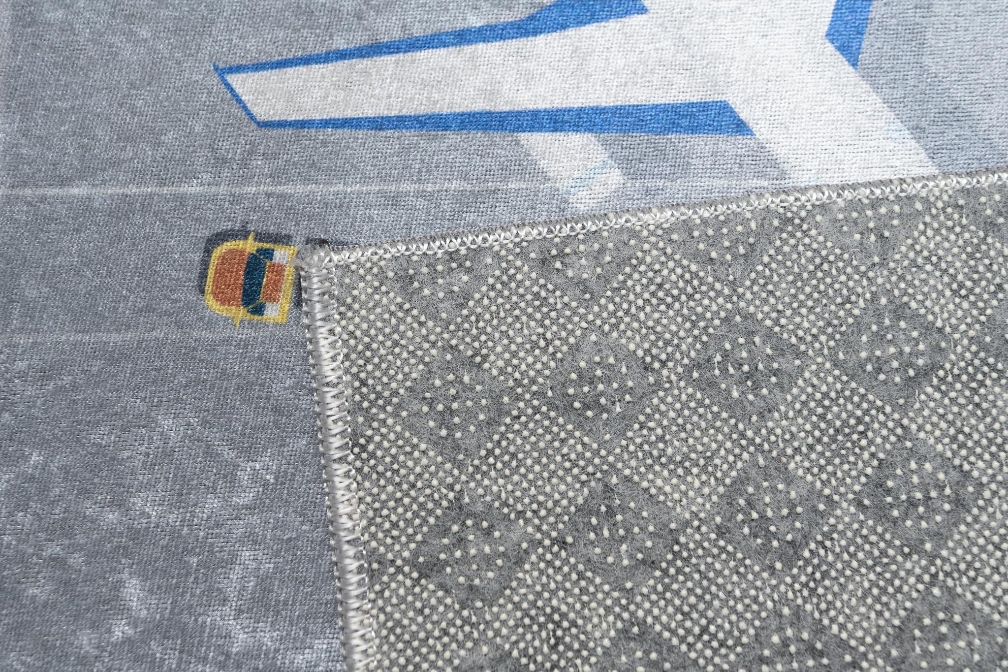 TAPISO Emma Tapis Antidérapant Chambre Enfant 160 x 230 cm Gris Vert Blanc Motif Avions