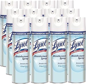 Professional Lysol Disinfectant Spray, Crisp Linen, 228oz (12X19oz)