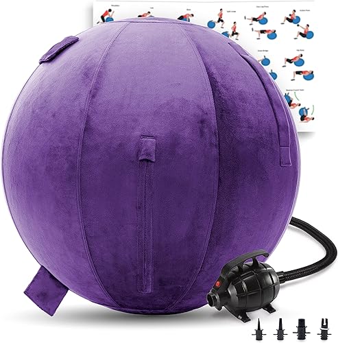 Miniatura 46 de Husband Pillow Pelota de ejercicio, cubierta con bomba para yoga, pilates, estabilidad de equilibrio de fitness, asiento de silla de pelota de