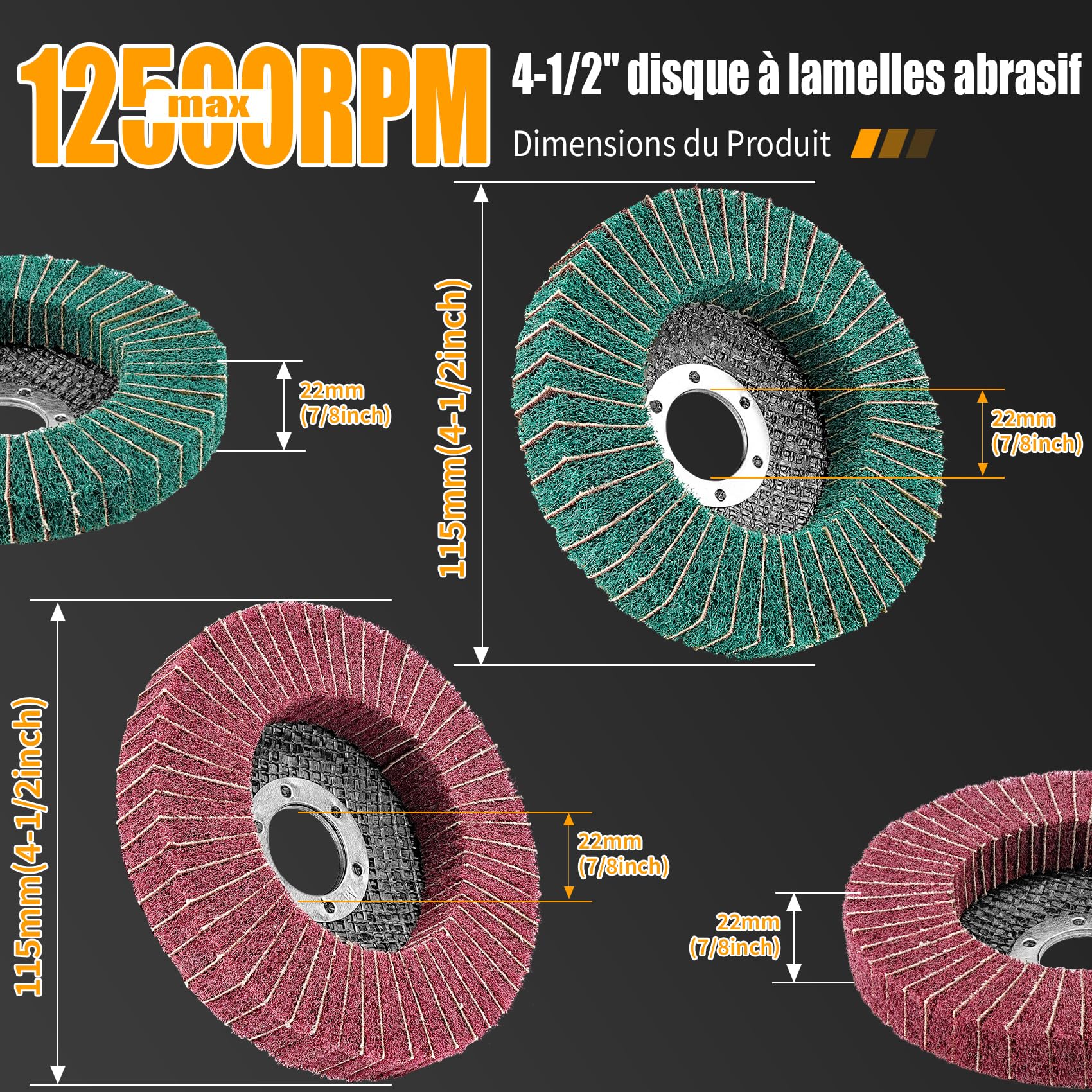 10 dischi lamellari in fibra di nylon grana 120 e 240 dischi abrasivi per smerigliatrice angolare da 11,4 cm, rimozione vernice e ruggine