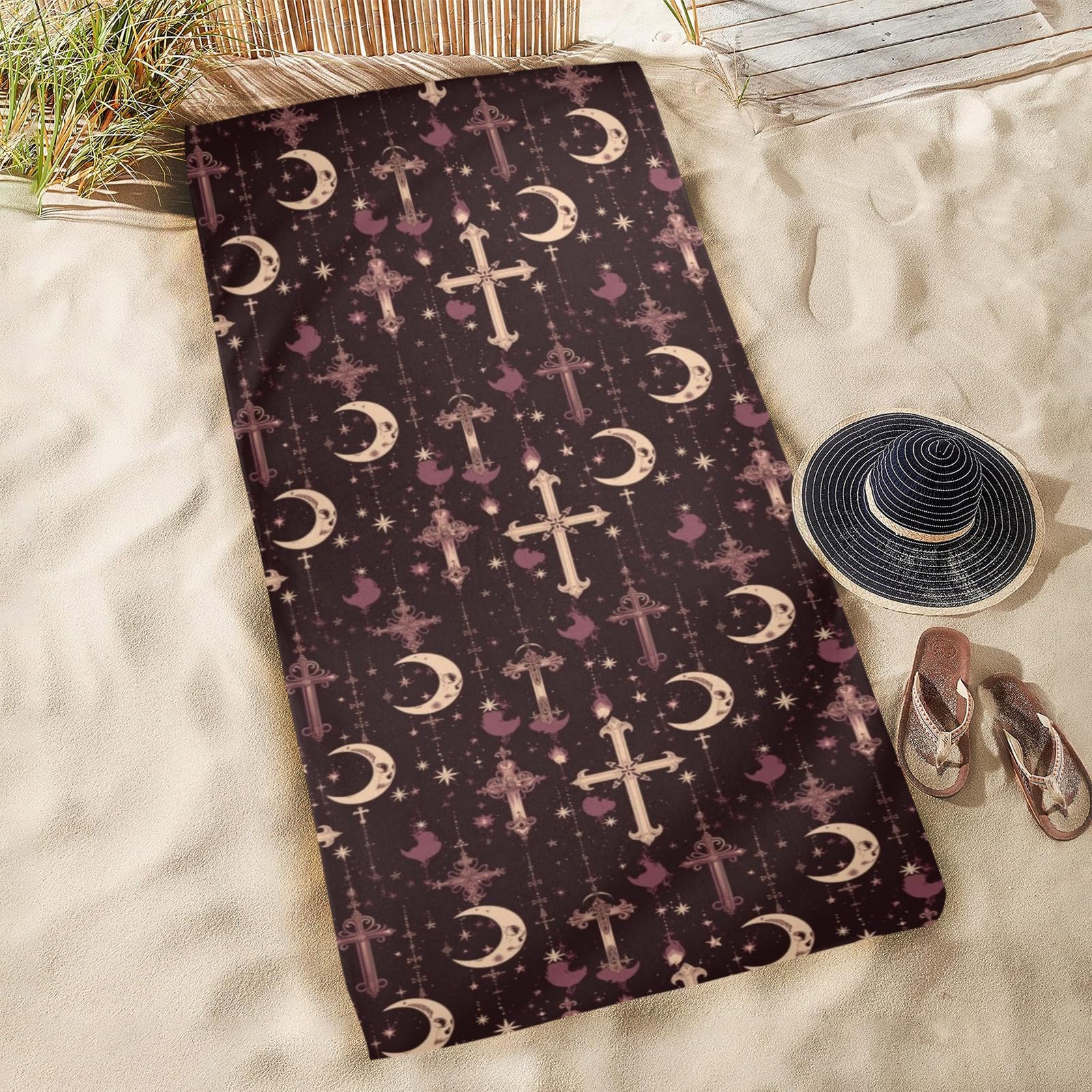Amazon.com: HXshaoye Gothic Darkness Art Moon Cross Purple Towels