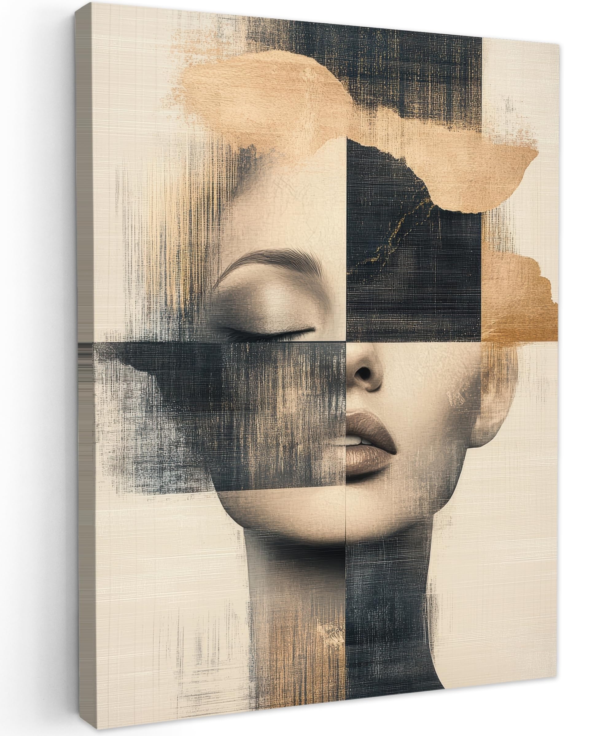 MuchoWow© Canvas Wall Art 24"x31" / 60x80 cm Decor Paintings Print framed on Canvas Pictures for Hallway Gold - Woman - Rectangles