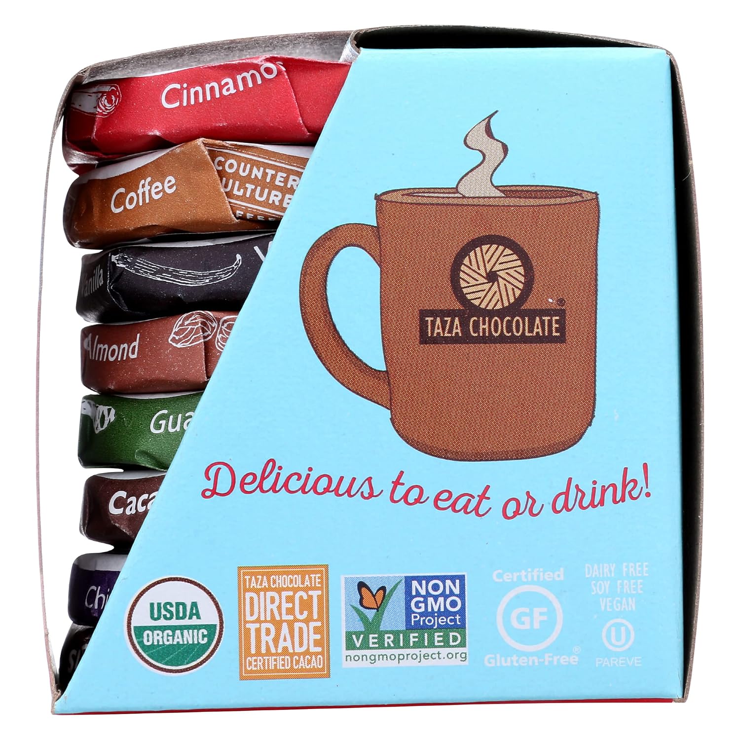 TAZA CHOCOLATES Organic Winter Warmer Chocolate Sampler 8 Count, 10.8 OZ