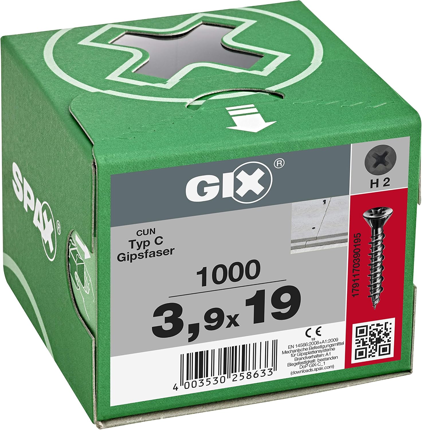 SPAX 1791170390195 GIX-C Drywall Screws, Black