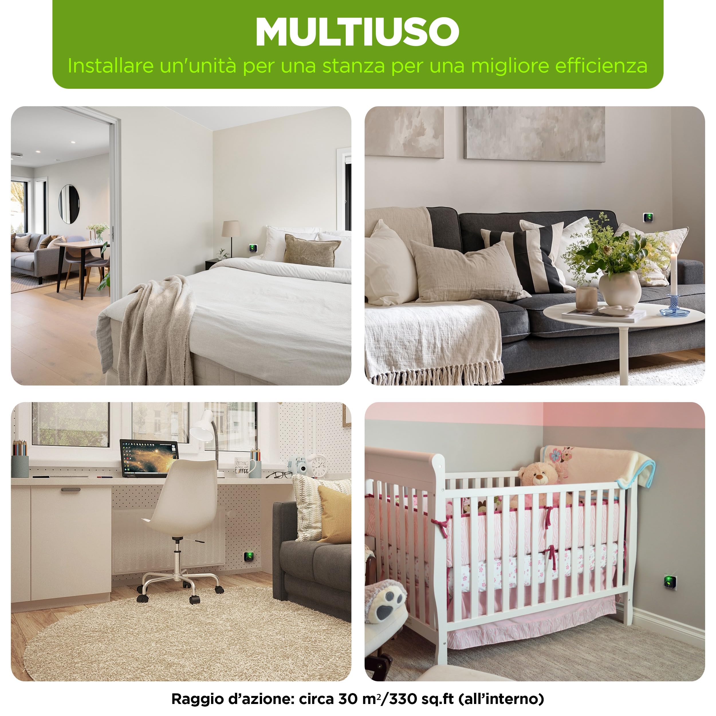 ISOTRONIC repellente acari ultrasuoni cimici letti protezione presa elettrica raggio 30m² 3 pezzi antiacaro senza sostanze chimiche efficace casa camera materasso difesa anallergico stop parassiti