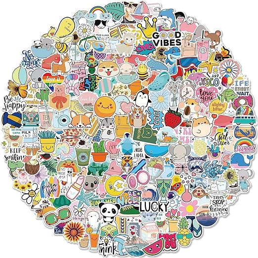 Bekayshad Stickers for Water Bottles, 200 Pack/PCS Hydroflask Cute Vinyl Vsco Aesthetic Waterproof Stickers for Laptop Skateboard Computer Phone for Kids Teens Girls