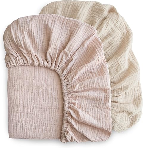 Miniatura 45 de mushie Sábana bajera ajustable de muselina extra suave para cuna, 192 hilos, 28 x 52 pulgadas (azul bebé) Azul bebé,Abejas,Daisy