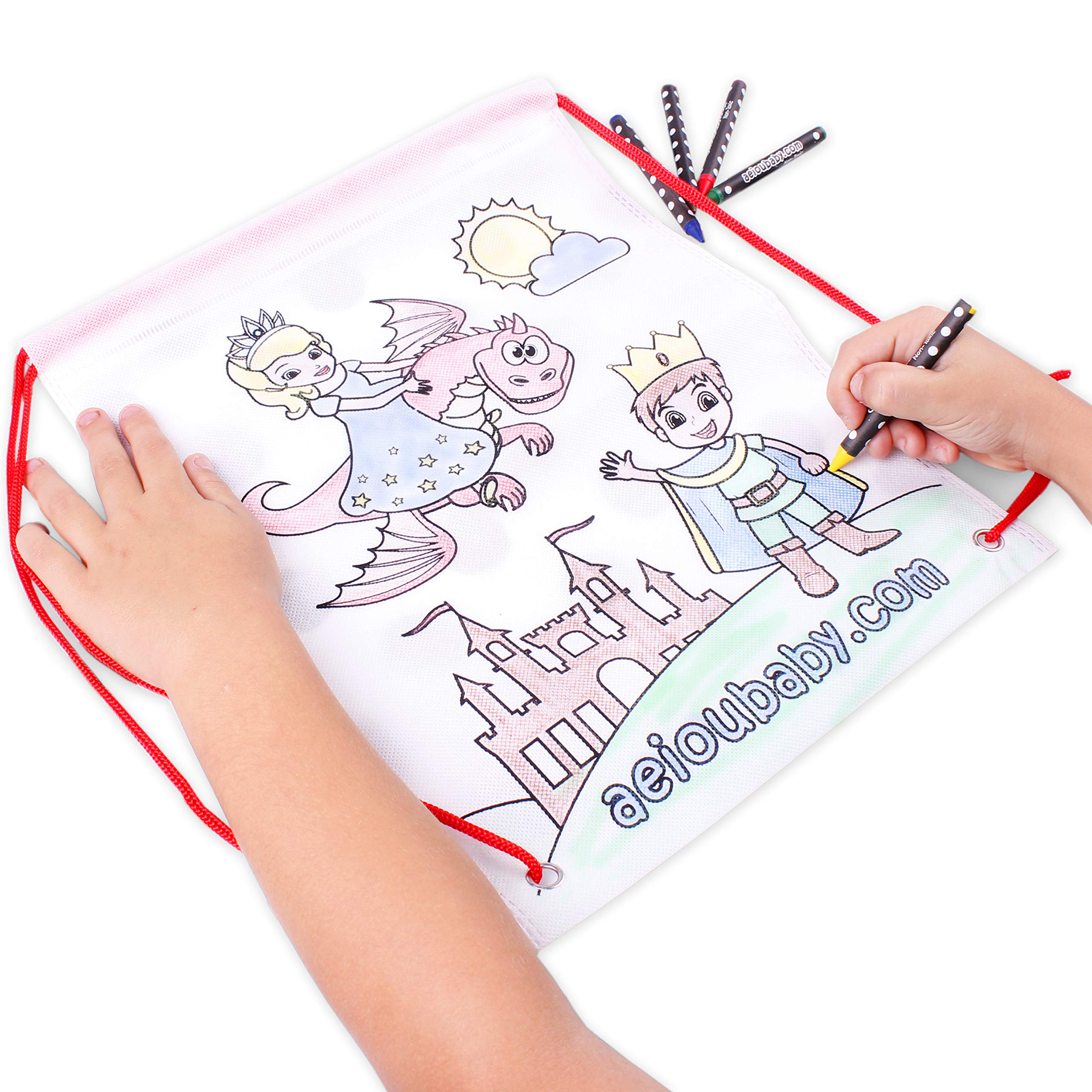 Sacs à Dos à Colorier 25 Pièces avec Crayons de Couleur et Ballon | Cadeau Enfants Fêtes Anniversaire
