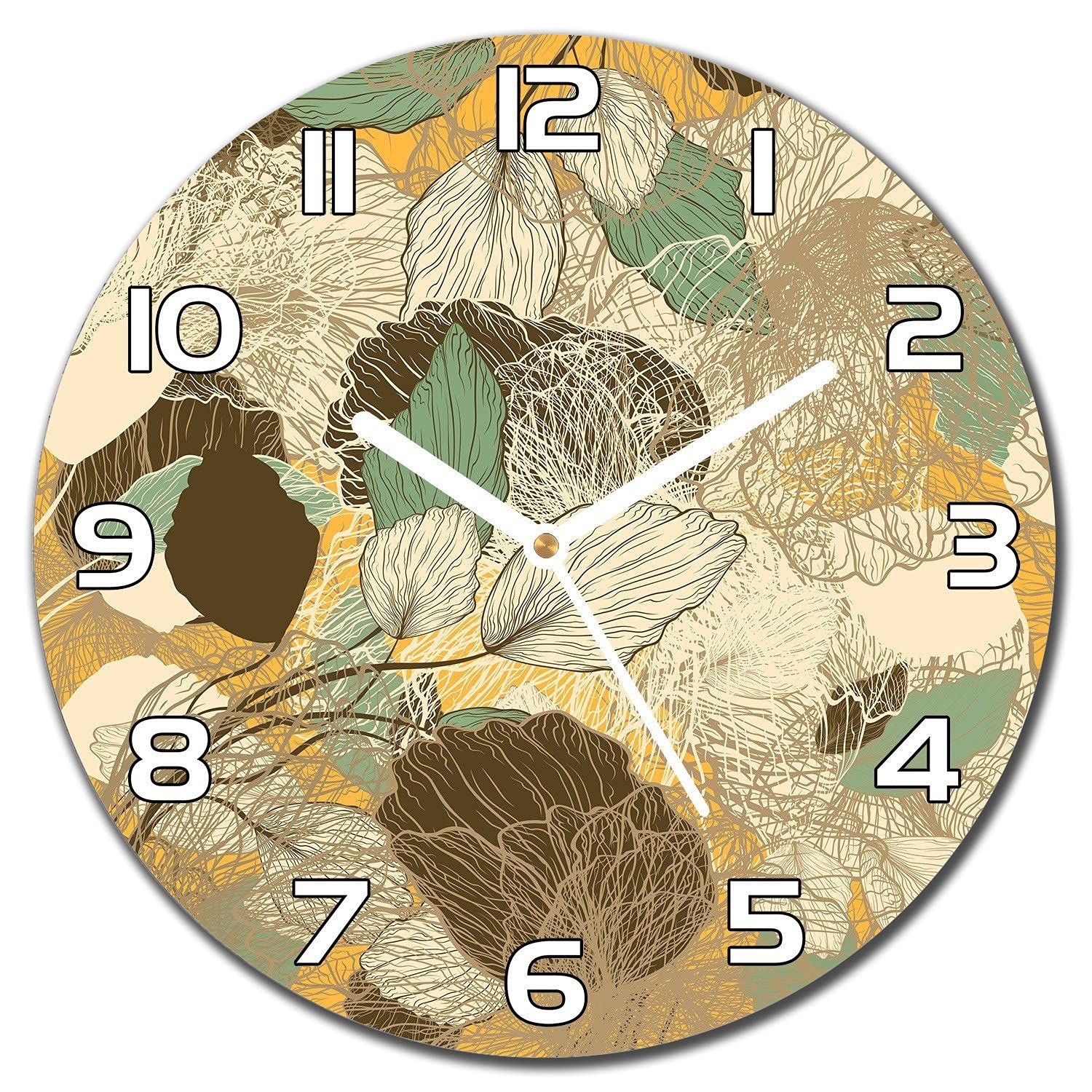 Horloge en verre Coloray 30 cm design floral doré abstrait de luxe