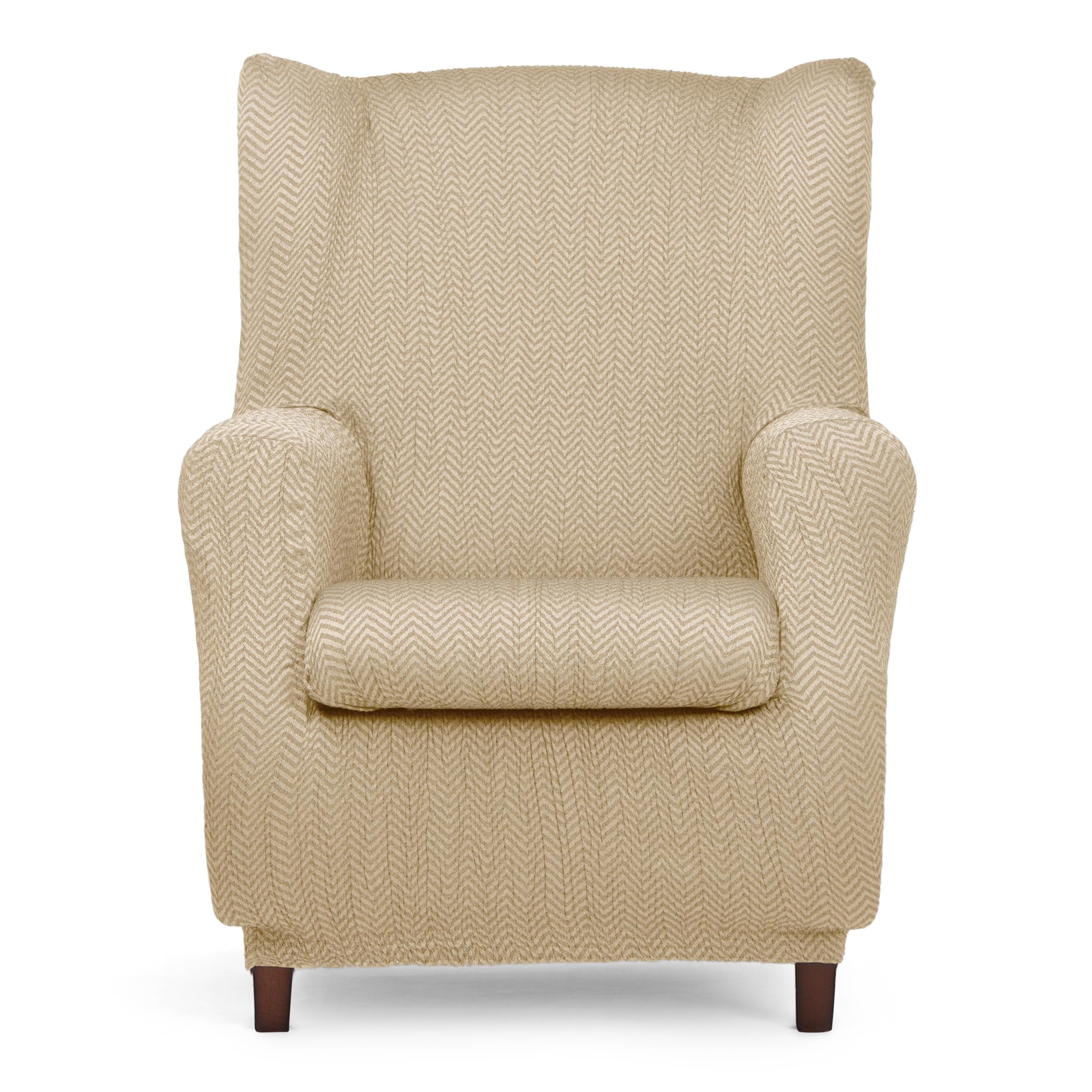 Eysa Luz Elastic Sofa Cover for Wingback Armchair Colour Beige