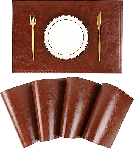 Jovono - Juego de 4 manteles individuales de piel sintética resistente al calor y a las manchas, para mesas de comedor y de conferencias