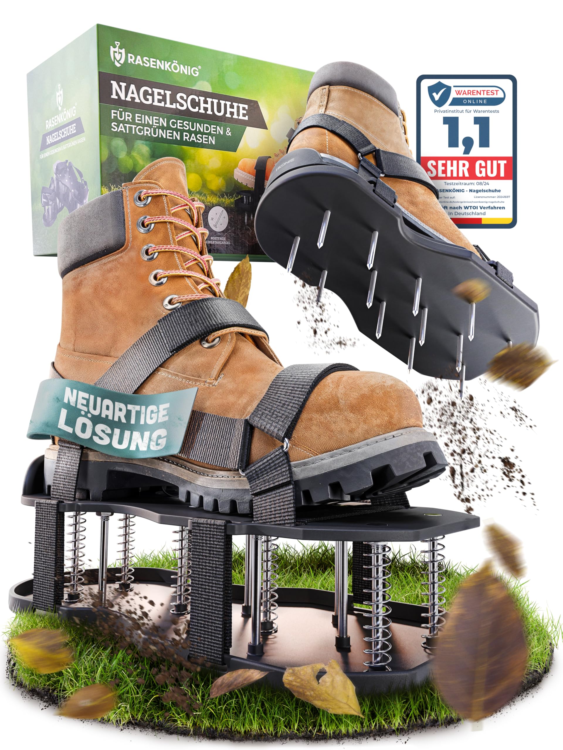 RASENKÖNIG Nail Shoes Pro | Lawn Aerator Shoes + Screed Shoes | Lawn Aerator Scarifier and Aerator for Lawn Aeration | Premium Lawn Shoes for Aerating and Loosening Lawn - Pre-Assembled