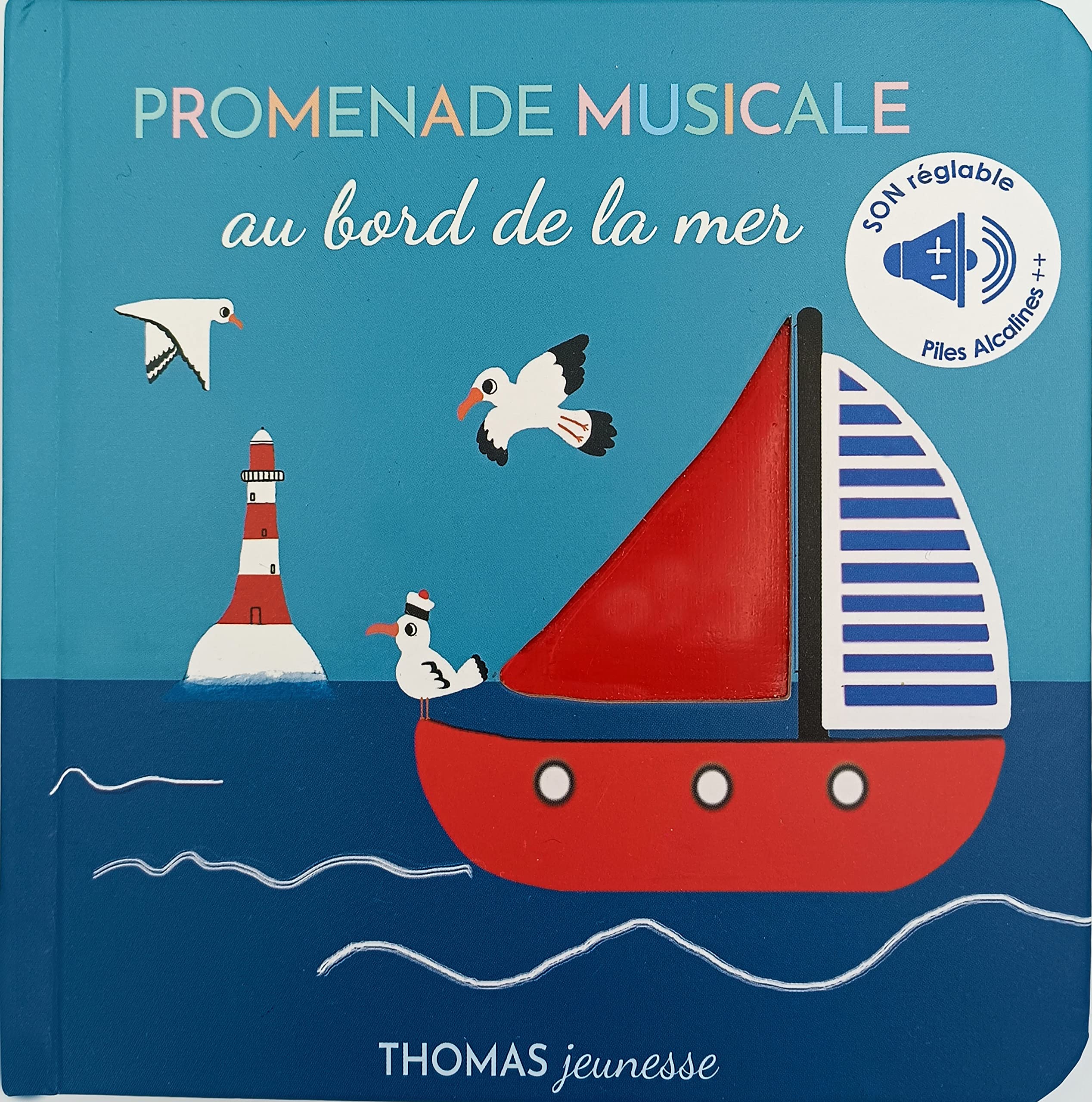 Promenade musicale au bord de la mer: Livre sonore bébé à toucher dès 6 mois avec grandes piles AAA alcalines incluses