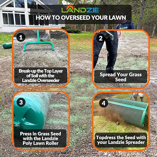 Miniatura 4 de LANDZIE Rodillo de césped de polietileno de 24 pulgadas, rodillo de césped relleno de agua de 15.8 galones, rodillo de césped y rodillo de césped