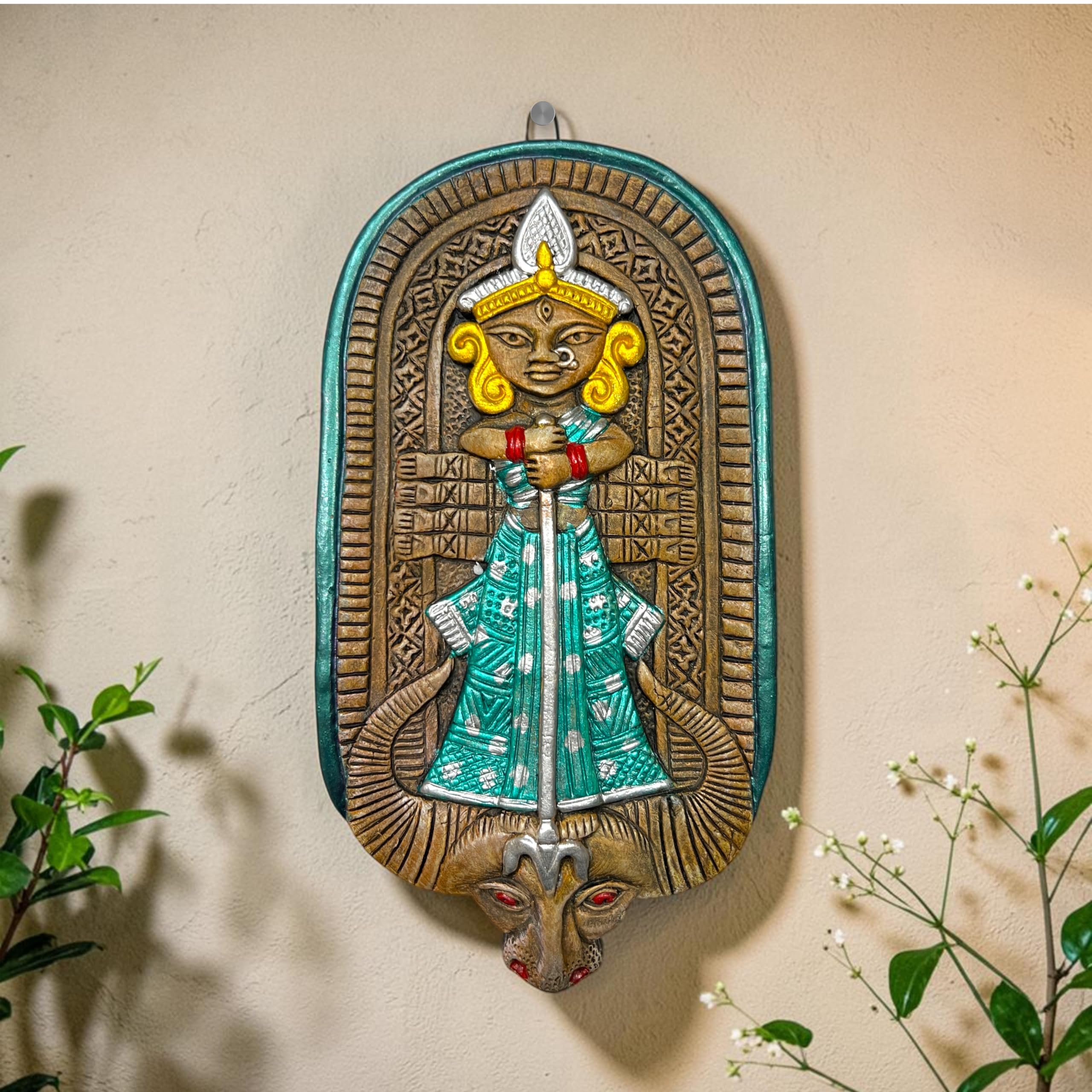 Shiv Parvati Terracotta Wall Hanging - Divine Home Decor -28