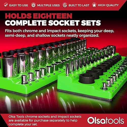 Miniatura 32 de Olsa Tools Organizador magnético de enchufes (unidad de 1/2 pulgada, 3 filas) - Organizador magnético de herramientas y soporte de enchufes