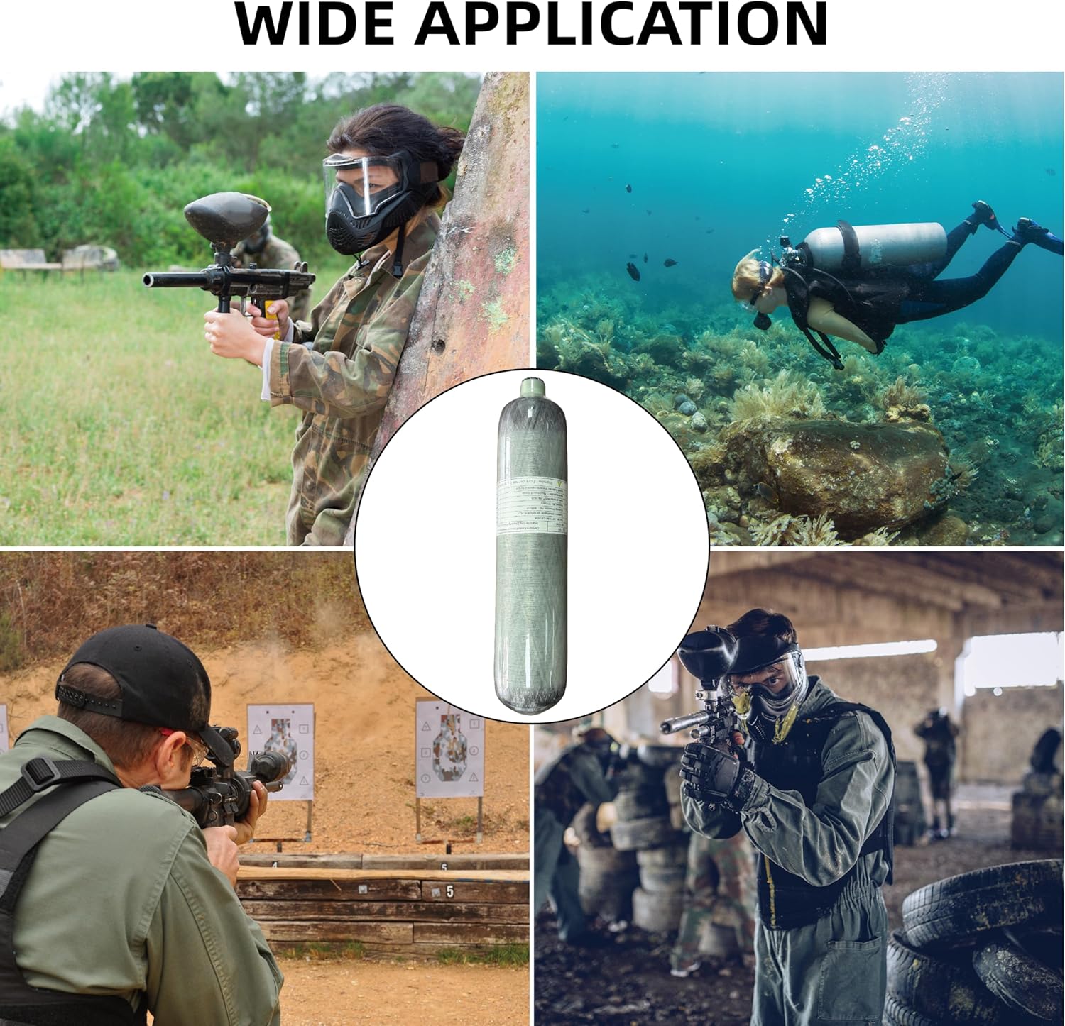 CE 2L/122ci 4500psi air Tank,Paintball/hpa Tank,pcp/Paintball air Tank Carbon Fiber Scuba Tank with 4500psi M18*1.5 Thread Dual Gauge Valve,Produced in 2025