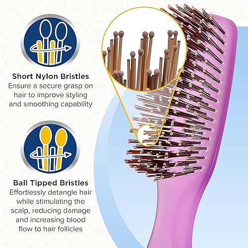 Miniatura 3 de Giorgio GION2PP - Cepillo desenredante para cabello de 6.25 pulgadas, color morado neón para hombres y mujeres, cerdas suaves para cuero cabelludo