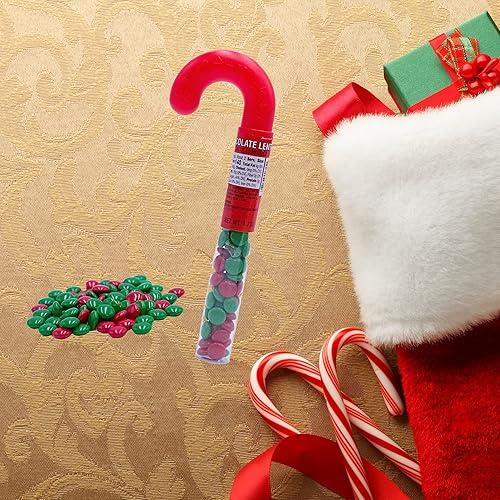 Miniatura 6 de Pequeños dulces de chocolate recubiertos de caramelo en divertido embalaje de bastón de caramelo, golosinas navideñas para recuerdos de fiesta y