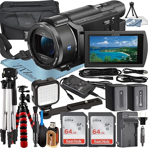 Miniatura 1 de ZeeTech Sony FDR-AX53 4K Ultra HD Handycam videocámara con 2 tarjetas de memoria SanDisk de 64 GB + flash de luz LED + estuche + paquete de