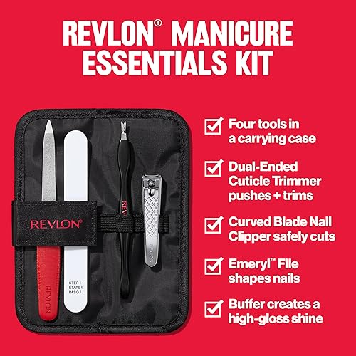 Miniatura 3 de Revlon Kit esencial de manicura con estuche de viaje, juego de manicura para el cuidado de uñas con recortador de cutículas de doble extremo,