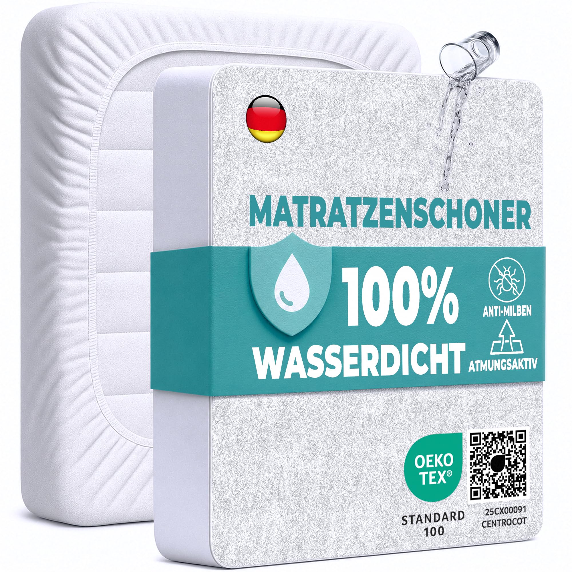 Matratzenschoner 180x200 cm 2 STK. wasserdichte Matratzenauflage Spannbettlaken Nässeschutz aus Baumwolle/Mikrofaser Inkontinenzunterlage Matratzenbezüg Atmungsaktiv für Bett und Matratze Waschbar
