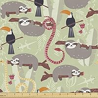 Vista 92 de Lunarable Tela suculenta de The Yard, flores en acuarela estilo pintura coloridas flores de primavera tema de jardinería, tela de microfibra