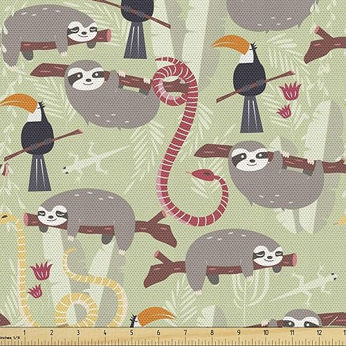 Miniatura 92 de Lunarable Tela suculenta de The Yard, flores en acuarela estilo pintura coloridas flores de primavera tema de jardinería, tela de microfibra